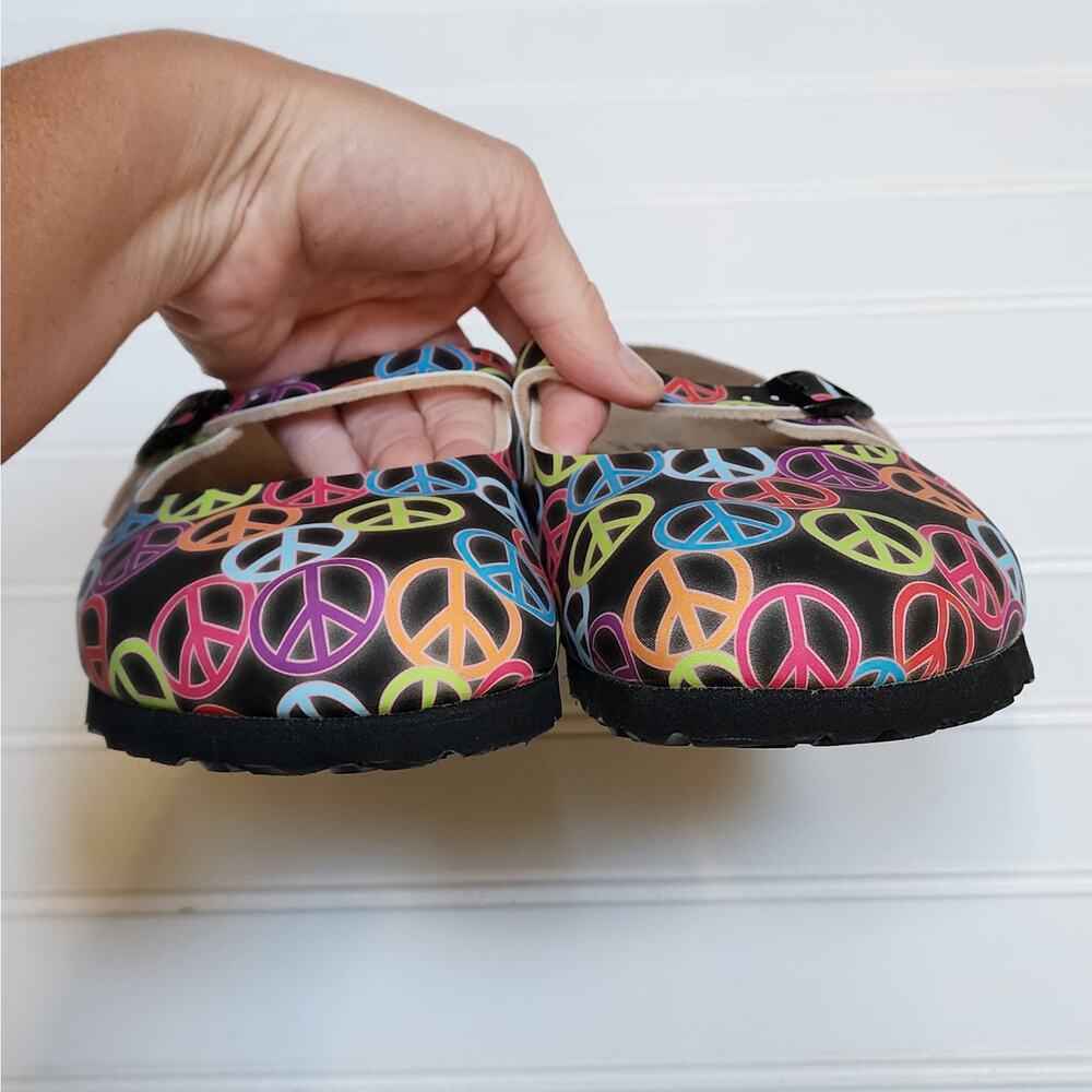 Birkenstock Birki's Peace Sign Print Mary Jane Clogs Size 7 Women's/5 Men's - Picture 8 of 10